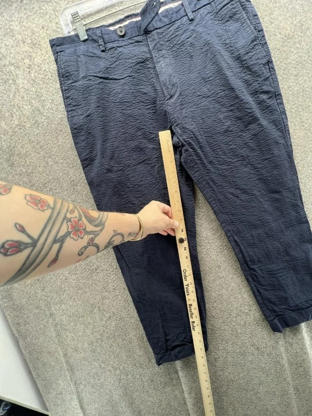 Brooks Brothers Pants Men 36x30 Blue Red Fleece Seersucker Chino Flat Front